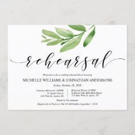 Invitación Ensayo y cena de Boda rústico verde