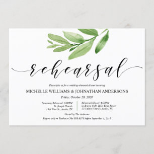 Invitación Ensayo y cena de Boda rústico verde