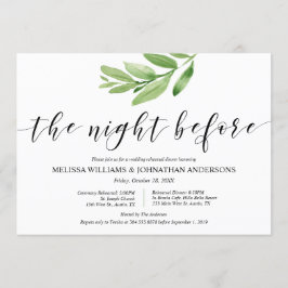 Invitación Ensayo y cena de Boda rústico verde