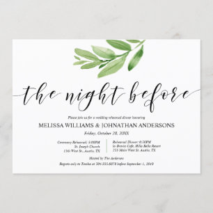 Invitación Ensayo y cena de Boda rústico verde