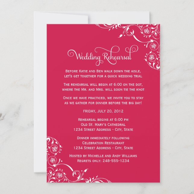 Invitación Ensayo y cena de los Bodas de los desplazamientos  (Anverso)