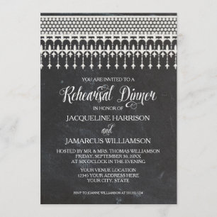Invitación Ensayos Cena Rústica Tipografía de encaje de cartó