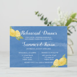 Invitación Ensayos de Lemons and Blue Watercolor Cena