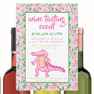 Invitación Ensayos de vinos de cocodrilo preppy