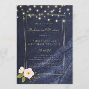 Invitación Ensayos florales rosados Encender con luces azules