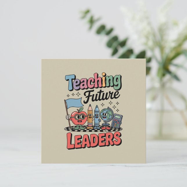 Invitación Enseñanza Retro Líderes Futuros Profesor Groovy (Anverso de pie)