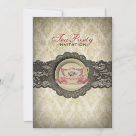 Invitación Enseñanzas florales de encaje rural Fiesta de té d