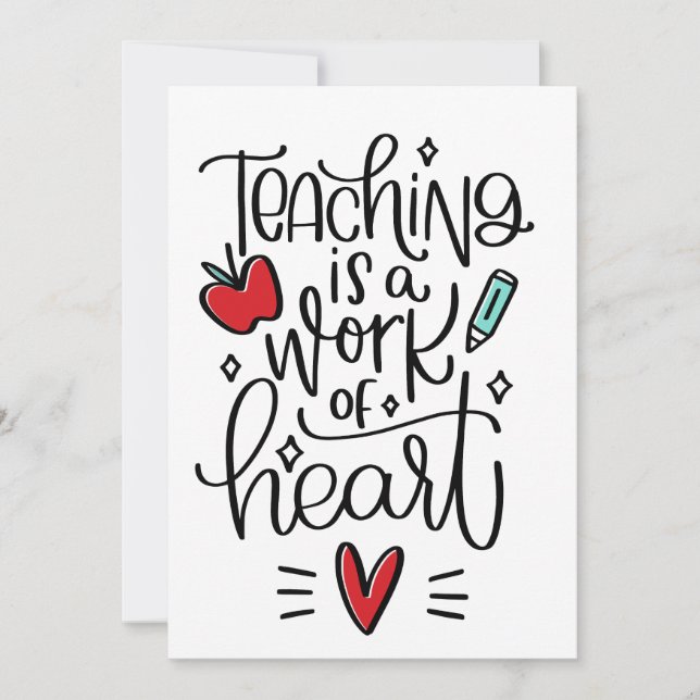 Invitación Enseñar es un Trabajo del Corazón \Agradecimiento  (Anverso)