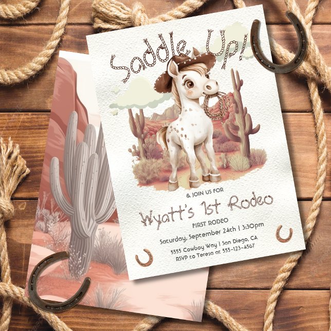 Invitación Ensillar a un rodeo avistó bovino cumpleaños (Subido por el creador)