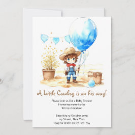 Invitación Ensillar arriba: Watercolor Western Cowboy Baby Sh
