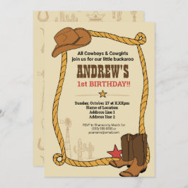 Invitación ¡Ensillar! Fiesta de Cumpleaños de Vaquero de Rode