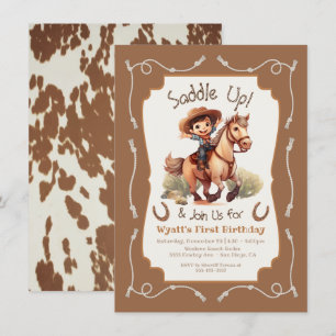 Invitación Ensillar la pequeña fiesta de cumpleaños de Cowboy