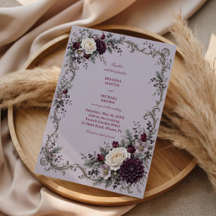 Invitación Ensueño de Lila con florituras antiguas