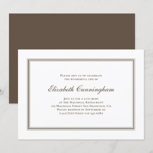 Invitación Entierro conmemorativo elegante clásico y simple