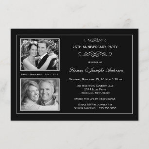 Invitación Entonces y Ahora 25º Aniversario de Plata con 2 Fo