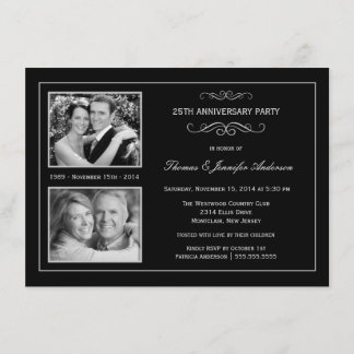 Invitación Entonces y Ahora 25º Aniversario de Plata con 2 Fo