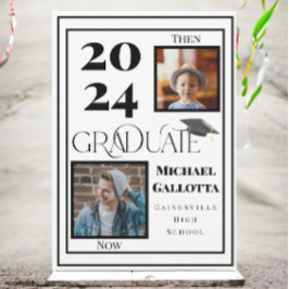 Invitación Entonces y ahora 2 año de graduación de fotos Grad