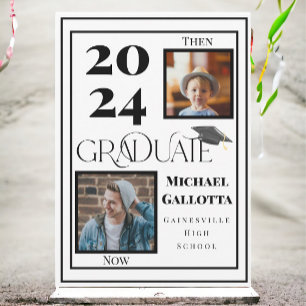 Invitación Entonces y ahora 2 año de graduación de fotos Grad