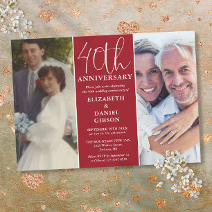 Invitación Entonces y ahora 2 Foto 40 Aniversario de bodas