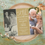 Invitación Entonces Y Ahora 2 Foto 50 Aniversario Boda<br><div class="desc">Una elegante invitación al aniversario del 50° boda,  con 2 fotos especiales y tipografía elegante sobre un fondo dorado. Diseñado por Thisisnotme©</div>