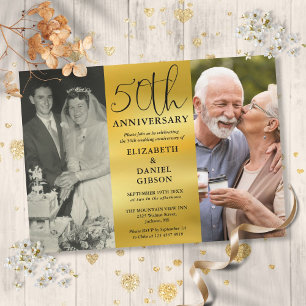 Invitación Entonces y ahora 2 Foto 50 Aniversario de Bodas