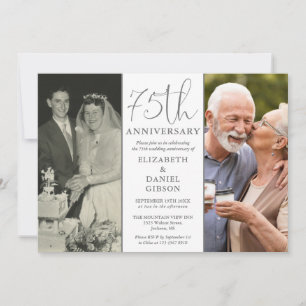 Invitación Entonces y ahora 2 Foto 75 Aniversario de Boda