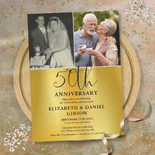 Invitación Entonces y Ahora 2 Fotos 50 Aniversario de Boda
