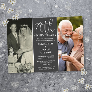 Invitación Entonces y Ahora 2 Fotos 70 Aniversario de Boda