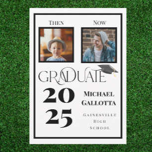 Invitación Entonces y Ahora Dos Fotos Graduación Personalizad