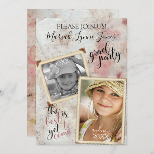 Invitación Entonces y ahora Graduación de marcos de fotos ant