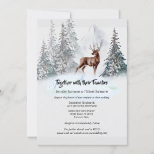 Invitación Entorno del bosque de color azul oscuro de inviern