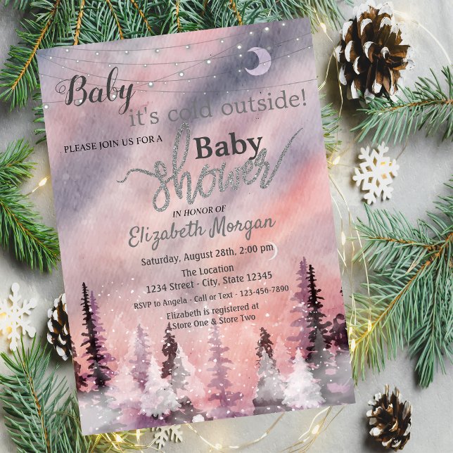 Invitación Entorno invernal Greenpine Forest Baby Shower (Subido por el creador)