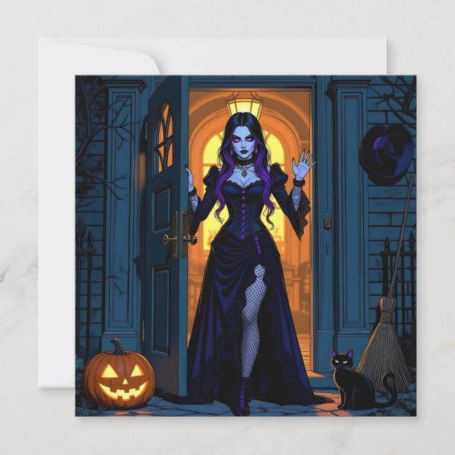 Invitación Entra Si Te Atreves | Partido Witch Halloween (Anverso)