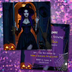 Invitación Entra Si Te Atreves Partido Witch Halloween