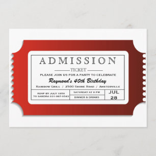 Invitación Entrada de admisión al Fiesta