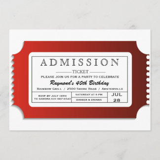 Invitación Entrada de admisión al Fiesta