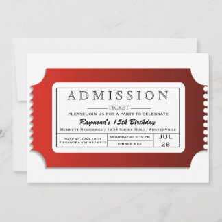Invitación Entrada de admisión al Fiesta