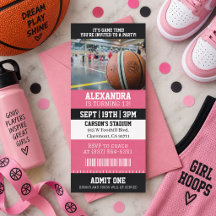 Entrada de Baloncesto Rosa Fiesta de Cumpleaños