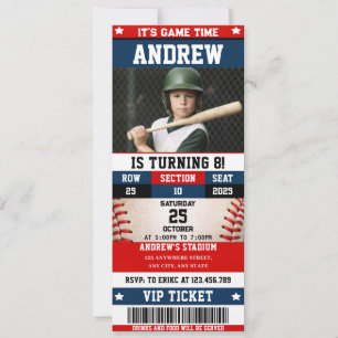 Invitación Entrada de béisbol Cumpleaños deportivo con foto p