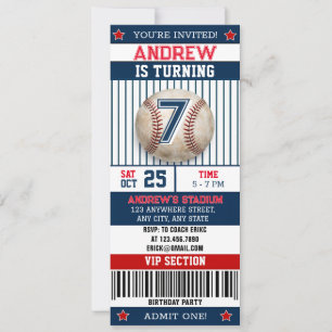 Invitación Entrada de béisbol personalizada para niño
