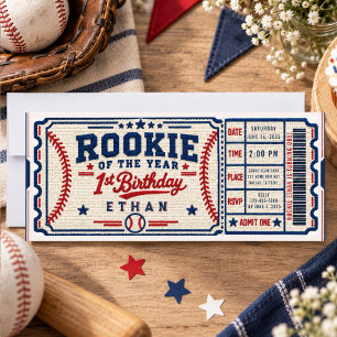 Invitación Entrada de béisbol tejida a crochet para cumpleaño
