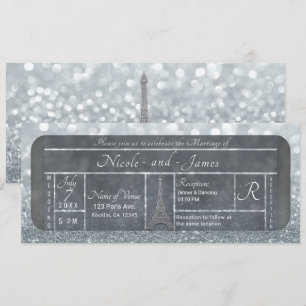 Invitación Entrada de Bodas con Brillo de Plata de la Torre E