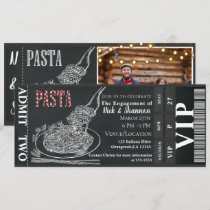 Invitación Entrada de cena de pasta Cena de compromiso de tiz