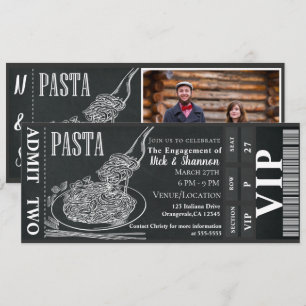 Invitación Entrada de cena de pasta Cena de compromiso de tiz