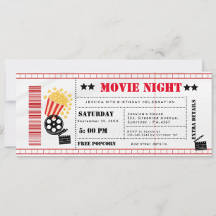 Invitación Entrada de cine clásico para cumpleaños 