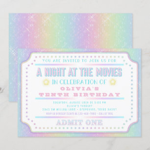 Invitación Entrada de cine para niña Cumpleaños