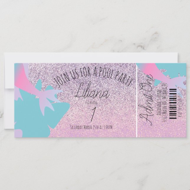 Invitación Entrada de cumpleaños con brillo falso para fiesta (Anverso)