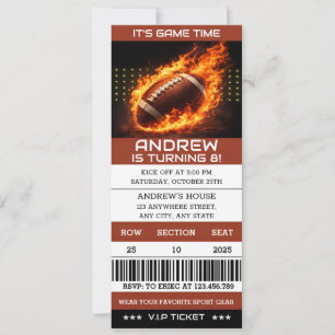 Invitación Entrada de cumpleaños con tema de fútbol americano