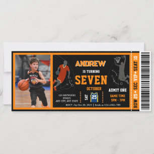 Invitación Entrada de cumpleaños de baloncesto personal con f