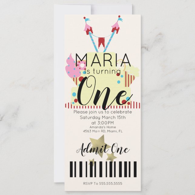 Invitación Entrada de cumpleaños de circo de cumpleaños de fo (Anverso)